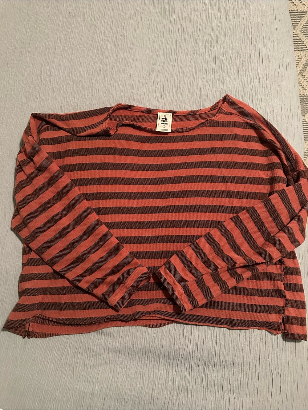 We the Free People Striped Long Sleeve Tee - Rust and Black